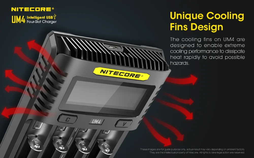 Nitecore UM4 USB Аккумулятор для электронных сигарет зарядное устройство Intelligent схемы Глобальный страхование литий-ионный AA AAA 18650 21700 26650