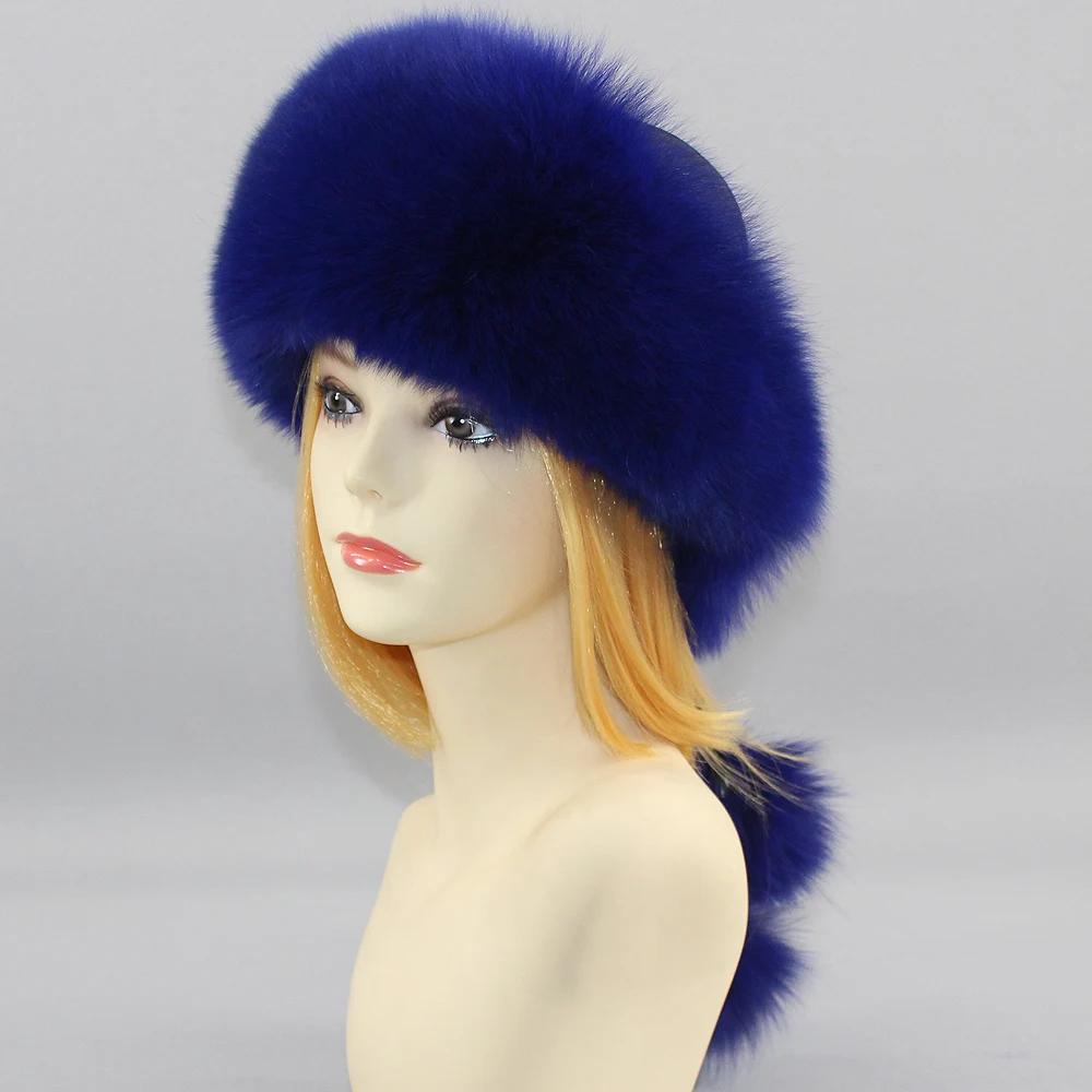 Популярная шапка из натурального Лисьего меха женская теплая меховая мягкая