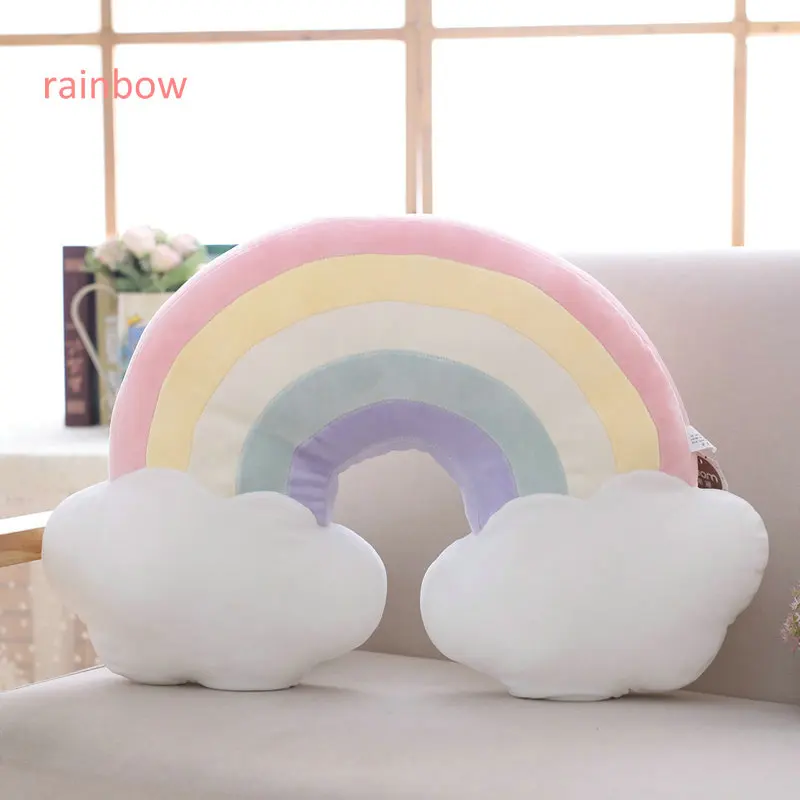 50X38cm cloud Мягкая принцесса подушка "Корона" Плюшевые спящие подушка для маленьких девочек кожаный диван Декор радуги и облака звезд знаменитостей Studio Подушка, прекрасный подарок для нее - Цвет: 50X38cm cloud