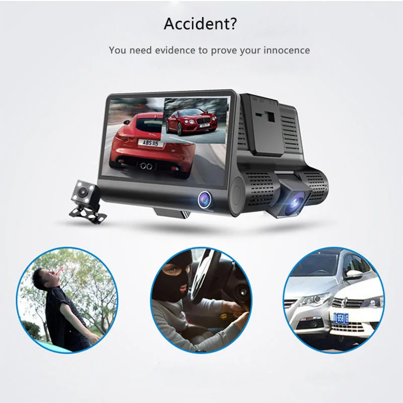 ANSTAR 3-CH Камера Видеорегистраторы для автомобилей 4 0 &quotFHD 1080P Dash Cam Двойной объектив