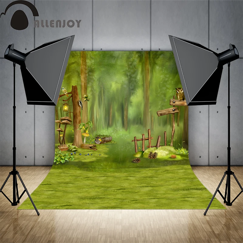 Фон для фотосъемки Allenjoy профессиональный фон фотостудии с лесом зеленой птицей и