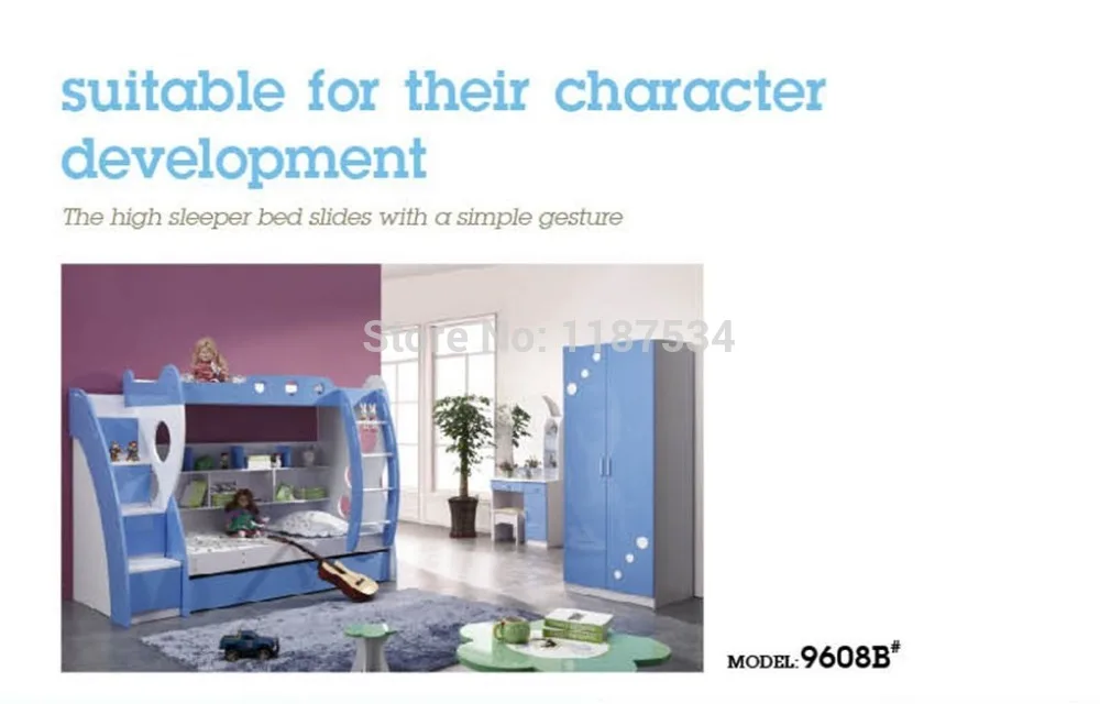 

9608B Modern children home bedroom furniture children bed children bunk bed wooden children double-decker bed