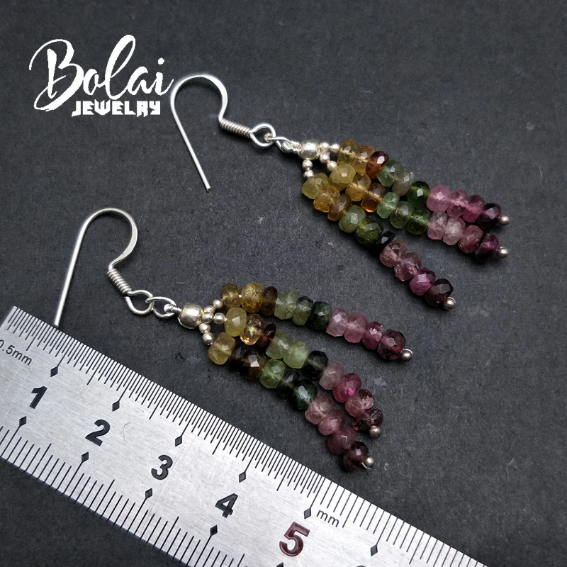 Bolaijewelry, классические натуральные турмалиновые серьги в 925 пробы драгоценности из серебра и камней, лучший подарок для леди, повседневная одежда