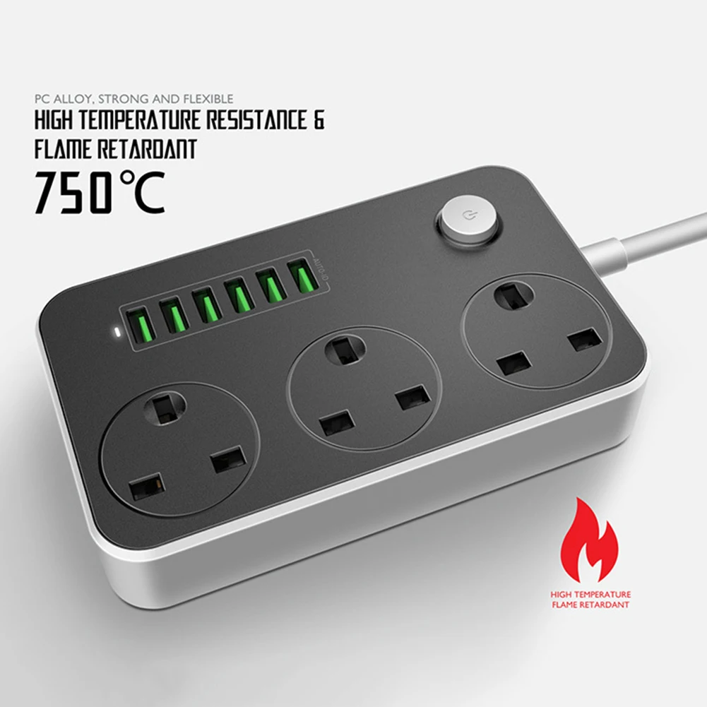 2019 Новое поступление 1 5 м многофункциональный 3 розетки 6 USB портов для зарядки