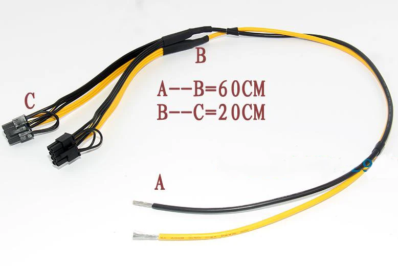 100 шт. двойной PCIe PCI-E видеокарта 8pin 6 + 2pin DIY Кабель питания сплиттера шнур для