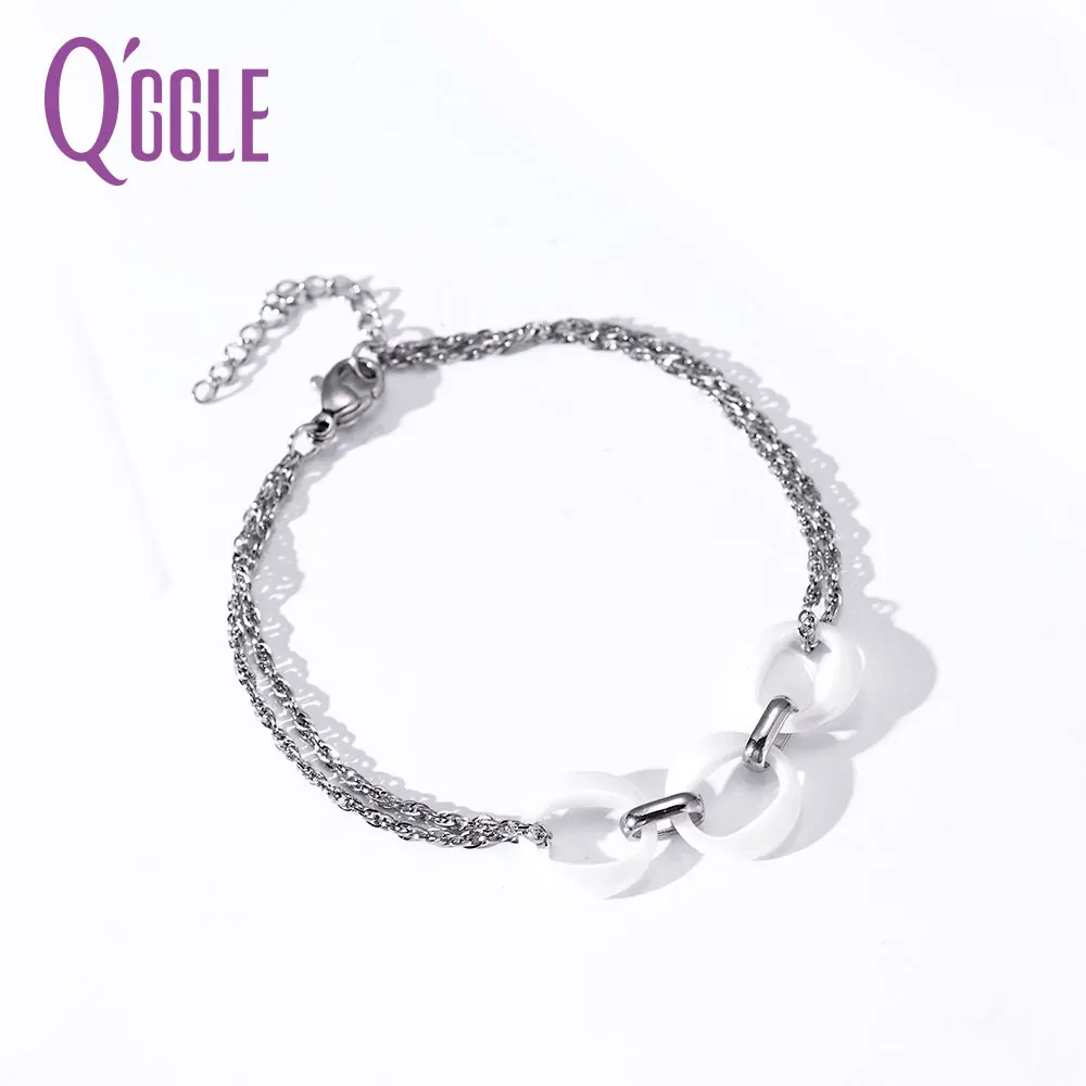 Qggle Новый Дизайн высокого качества пятно СТЭЛ Браслеты для Для женщин Браслет