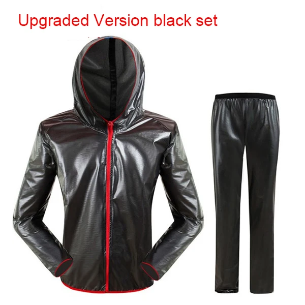 upgrade black set Летние Для мужчин Для женщин езда на велосипеде плащ Водонепроницаемый Vélo штаны дорожный велосипед ветрозащитный дождевик Костюмы комплект S520 - Цвет: upgrade black set