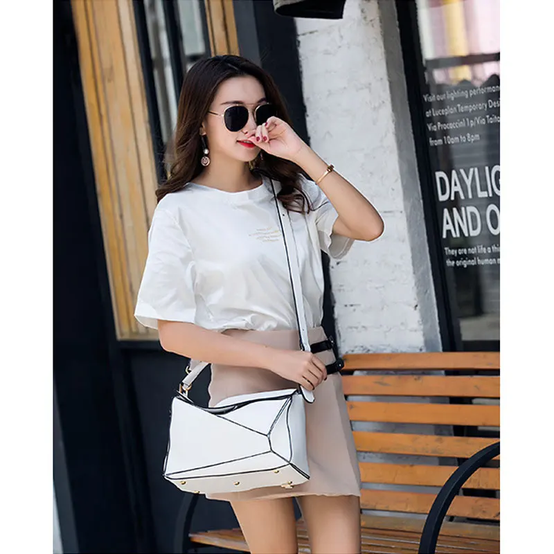 2019 новая Геометрическая женская кожаная сумка подушка сумки через плечо