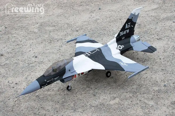 RC plane EDF jet New Freewing Flightline F16 F 16 70 мм black camo комплект модели самолета с