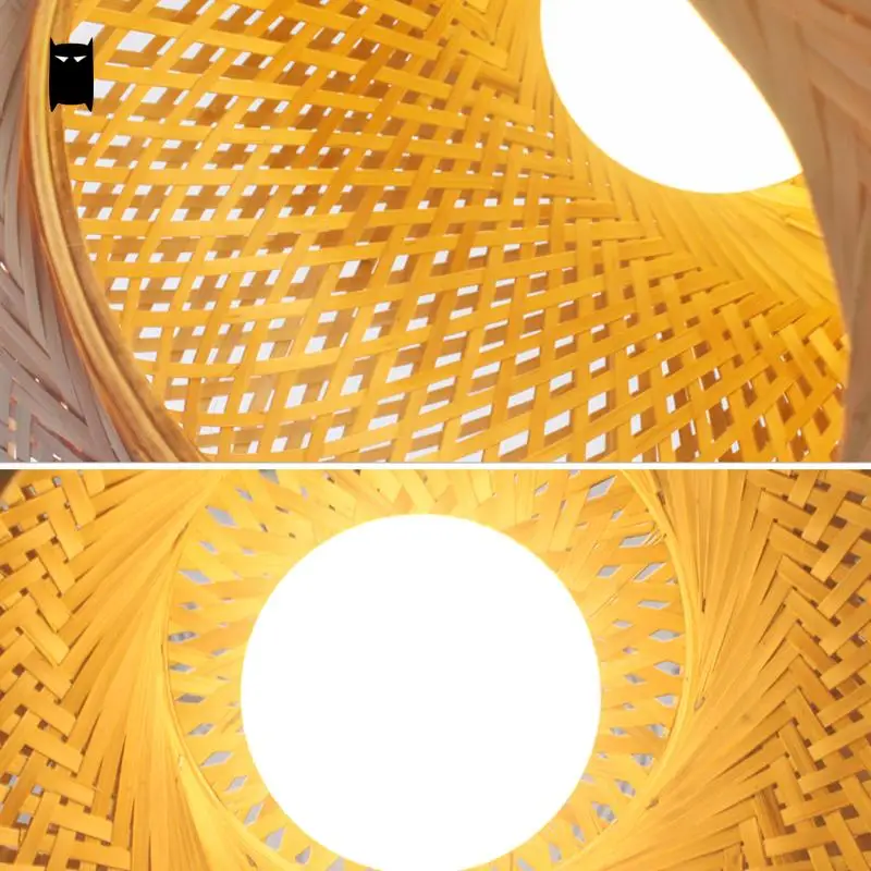 Подвесной светильник из натурального бамбука плетеная клетка фонарь ротанга