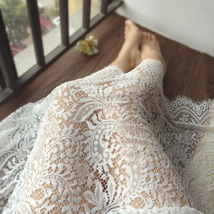 73cm width White and black Romantic Net Eyelash soft Lace Fabric Wedding dress Doll Craft 3meter | Дом и сад