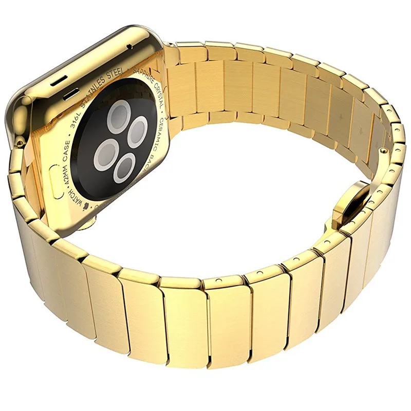 4 цвета Бабочка Пряжка Металл Нержавеющая сталь звено ремешок для Apple Watch 38 мм 42 мм 40 мм 44 мм для iWatch 1 2 3 4 ремешок для часов