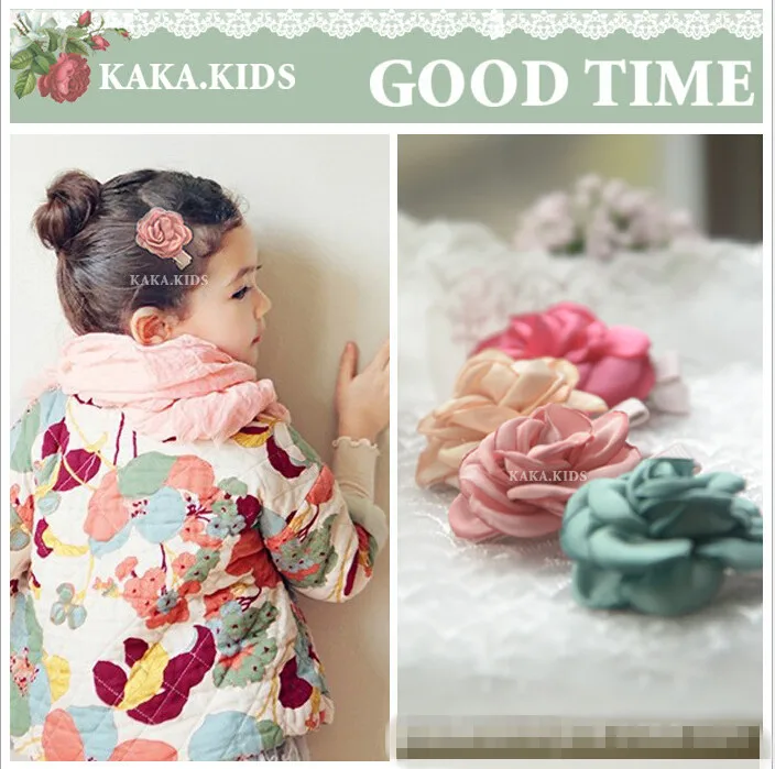 

Children Kids Chiffon Rose Flower Floral Hair Clip Hairpin Baby Girls Hair Accessories burned flowers barrette 20pcs