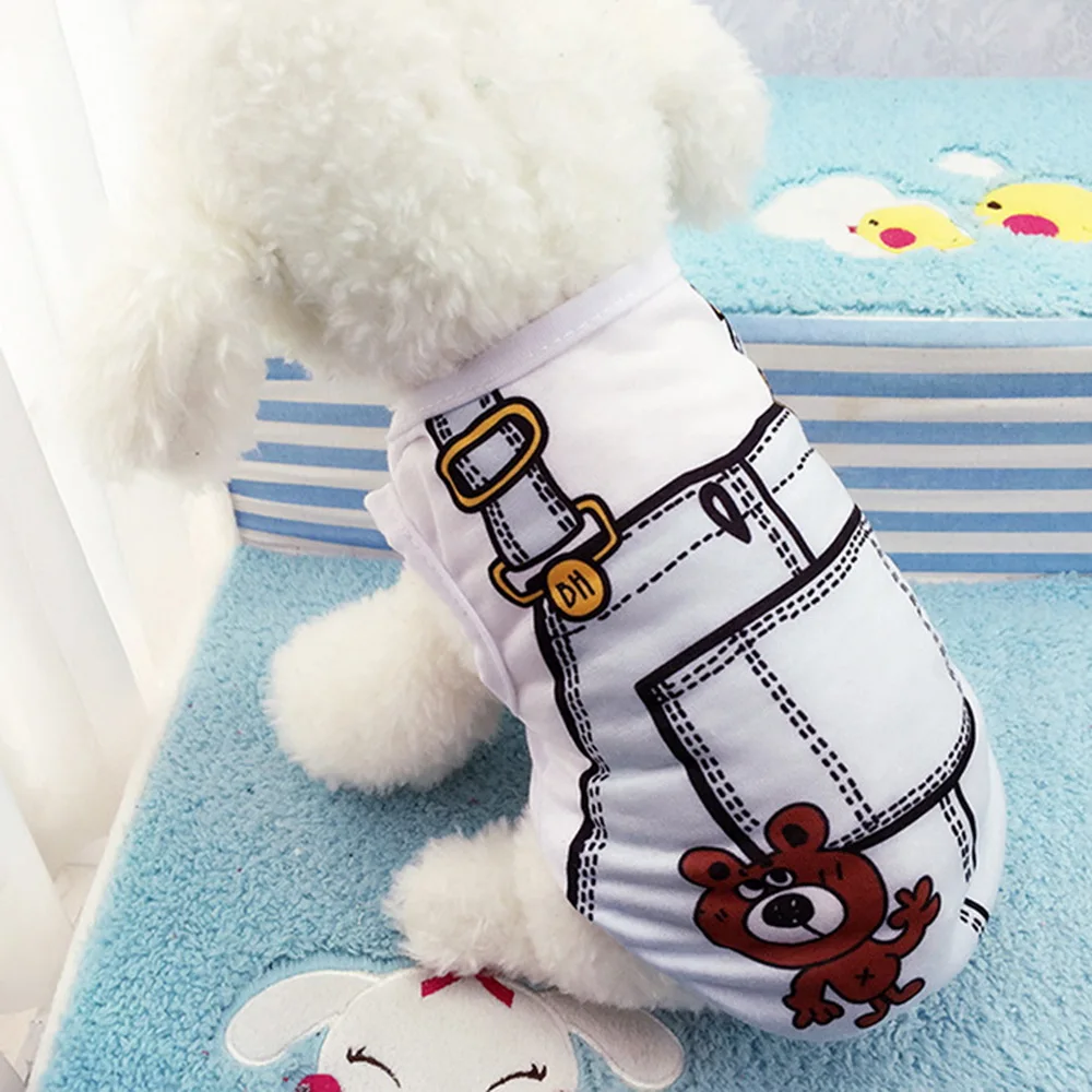 Dog Clothes Jackets Fake Strap Cute Printed Pullover Small Sweatshirt Coats Pets Supplies | Дом и сад