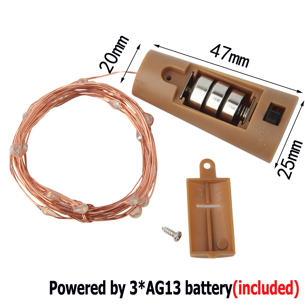 10 шт./лот 2 м 20 светодиодов гирлянда для бутылки пробка стекло вино сказочные