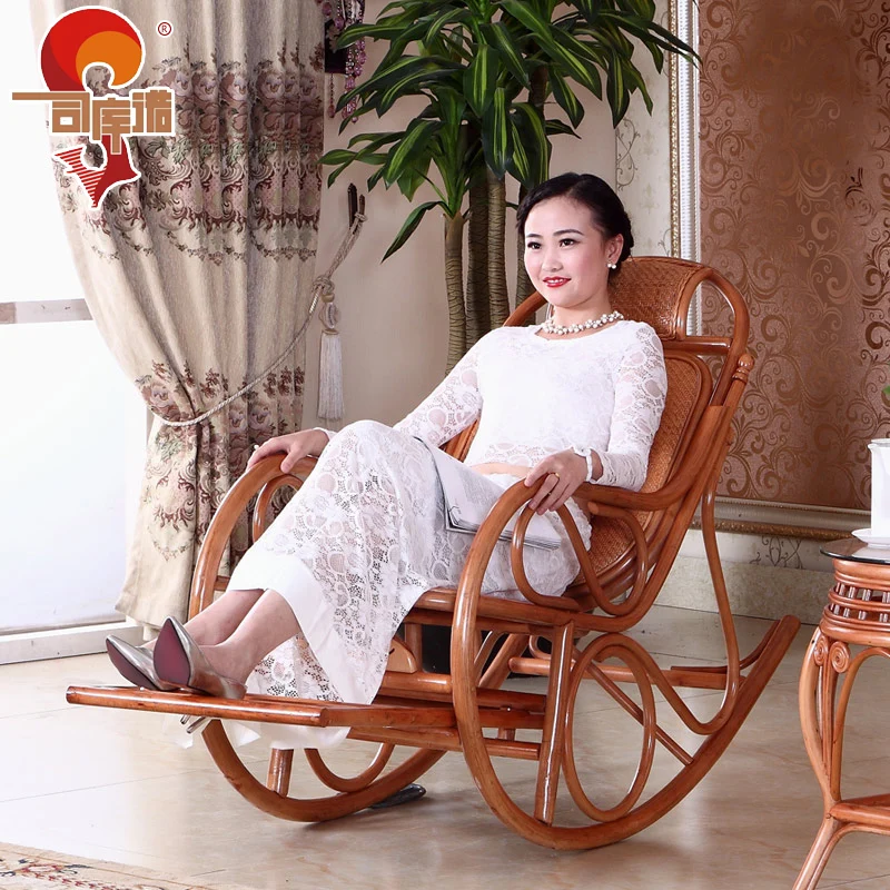 Отдых ротанга кресло-качалка старый деревянный кресло бамбука Счастлив | Мебель