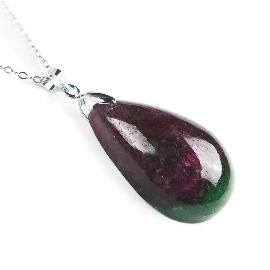 Genuine Green Red Ru by Zoisite Natural Stone Pendant Women Men Necklaces Suspension Water Drop Bead Crystal 33x22x11mm | Украшения и