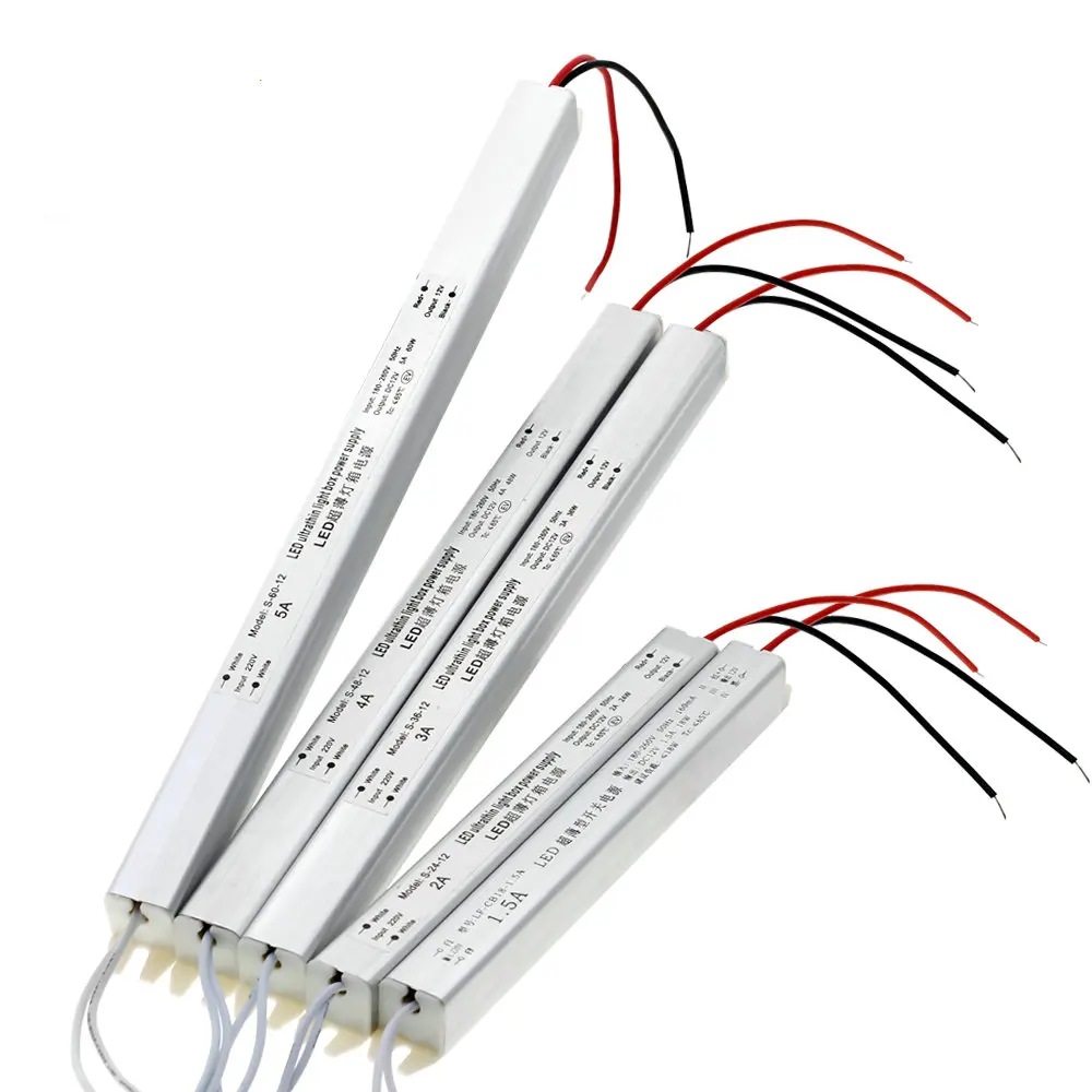 

LED Driver 12V 1.5A 2A 3A 5A Ultrathin Switching Power Supply Lighting Transformer 18W 24W 36W 48W 60W for LED Strip Light Box