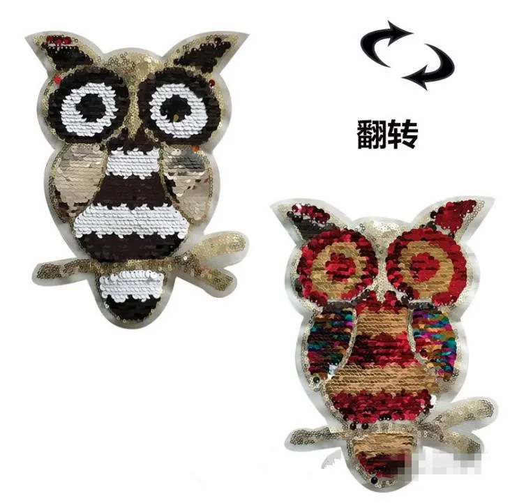 Нашивка с двусторонними пайетками в виде совы 1 шт.|Заплатки| |