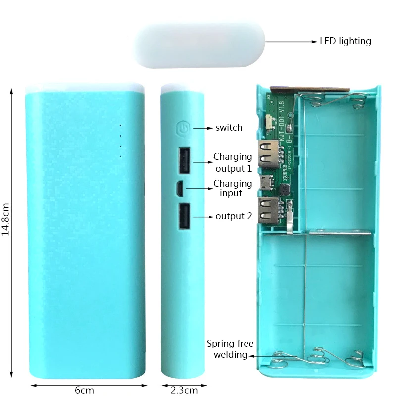 Dual USB светодио дный 5x18650 DIY запасные аккумуляторы для телефонов батарея зарядное