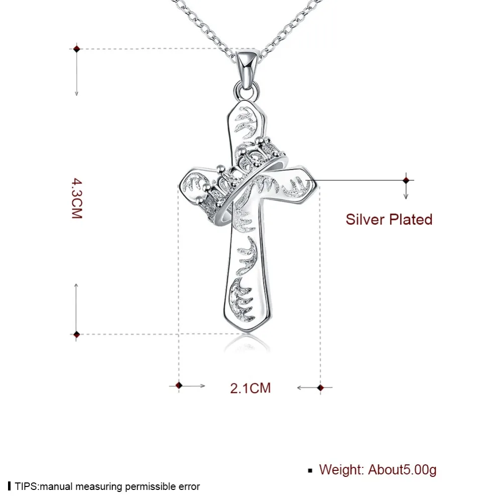 Посеребренные ювелирные изделия элегантный классический крест с короной