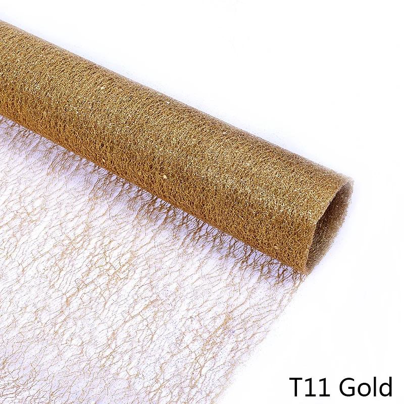 gold 50 см* 5Y Золотая проволока ткань тюль рулон катушки ремесло Свадебная вечеринка Декоративный букет обёрточная бумага органза чистая марля элемент настольная дорожка - Цвет: gold