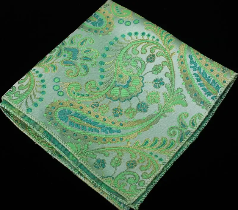 Новая Мода Пейсли желтый синий 100% Шелковый Полосатый Карманный квадратный