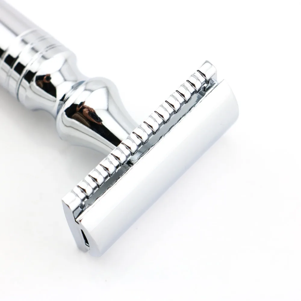 Безопасная бритва с двойным краем серебристая ручная классический стиль длинная