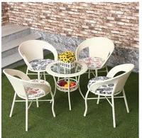 balcony table and chair cane chair tea table three piece living room indoor recreational furniture