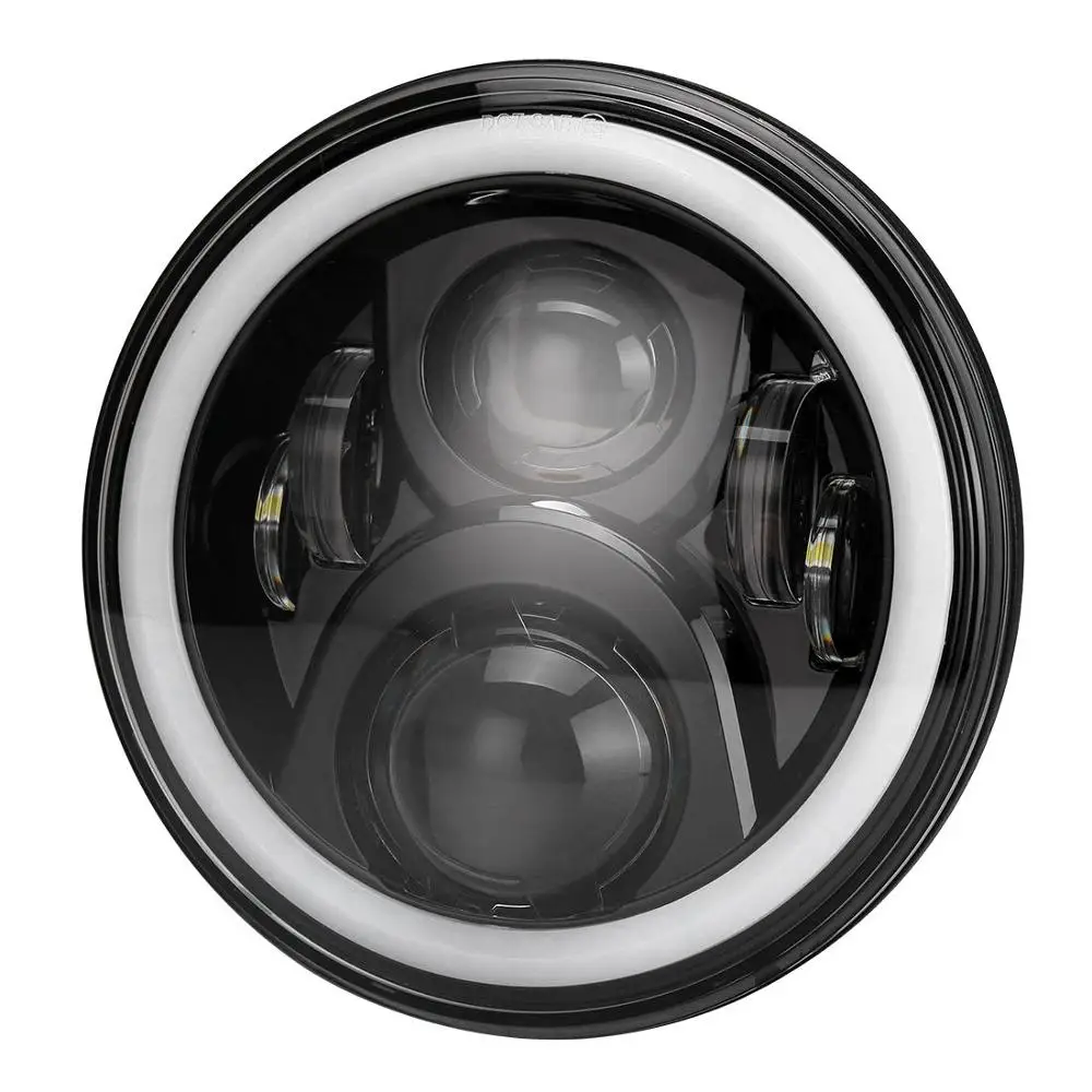 7 дюймов хромированная точка для мотоцикла Harley 60 Вт светодиодный фары RGB Halo DRL с Bluetooth APP пульт дистанционного управления для Harley Davidson - Цвет: Black