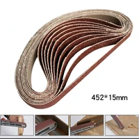 10pcs 15x452mm sanding belt 60 600 grit paper grinding and polishing replacement for m10m14 polishing machine abrasive tools