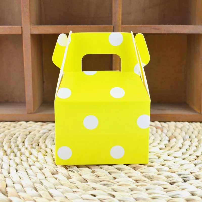yellow 7x5x10 см, 10 шт., цветные свадебные коробки для конфет в горошек, креативные вечерние коробки для конфет, маленькая Подарочная коробка, коробка для торта, конфет - Цвет: yellow