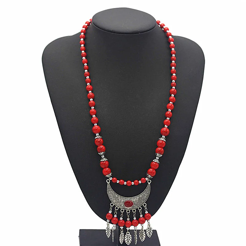 Ожерелье Olaru женское богемное винтажное ручной работы с подвеской из бисера