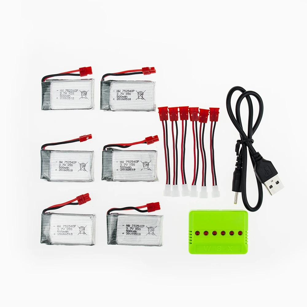 6 шт. 3 7 V 500mAh Li-po батарея с usb быстрым зарядным устройством для Syma X5HC X5HW RC Quadcopter