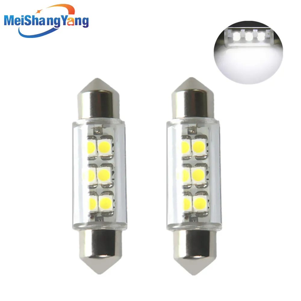 

2pcs 39mm 6 SMD Pure White Dome Festoon Interior 6 LED Car Light Bulb Lamp Interior Lights C5W Led