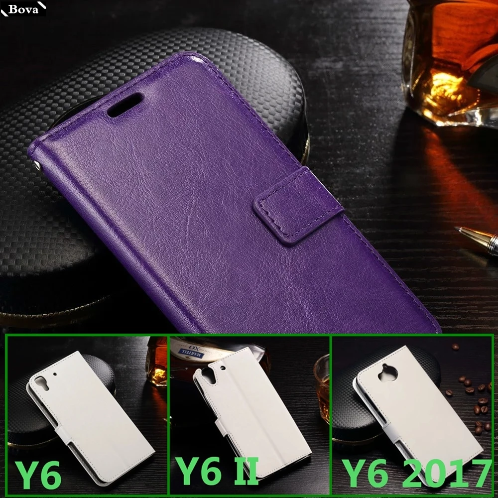 Держатель для карт крышка чехол для huawei Y6 Y6 II Y6 Prime чехол для телефона из искусственной кожи с откидной крышкой