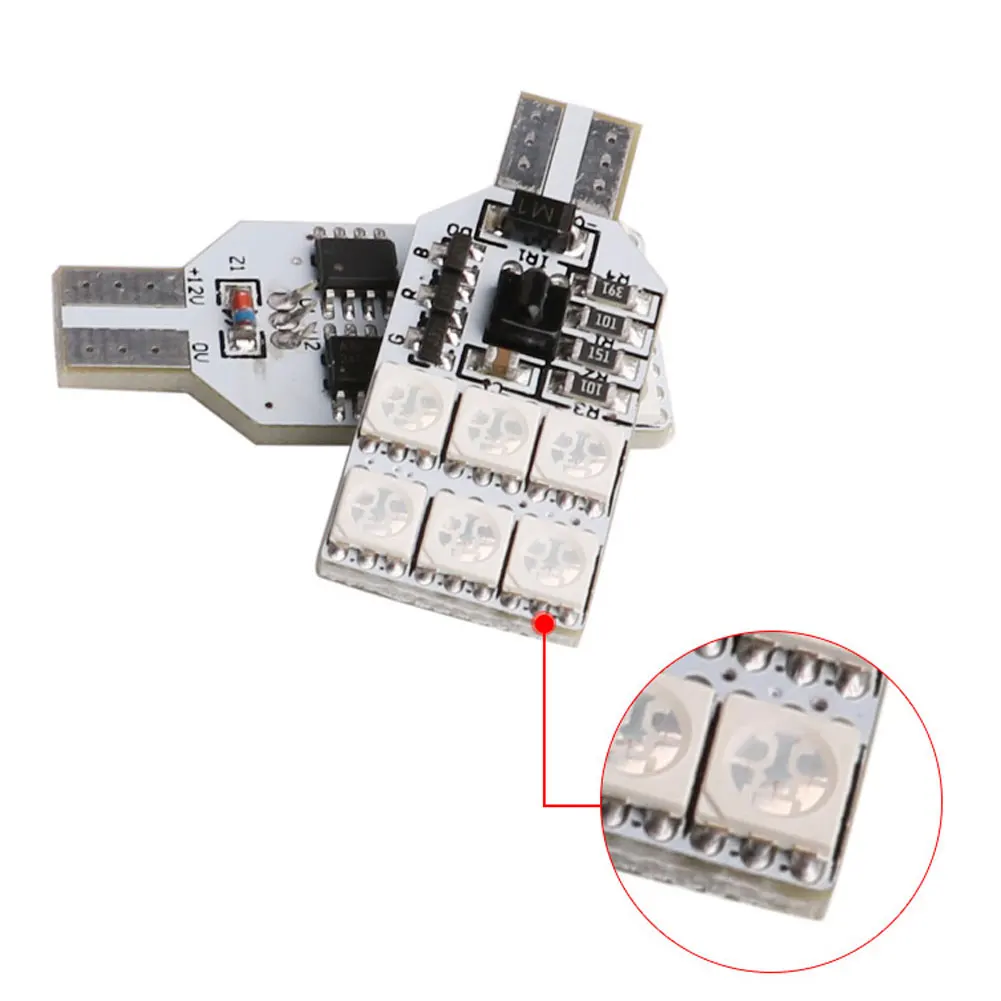 2 шт. 5050 SMD RGB T 10 светильник на танкетке лампы 6led 12led C ar для чтения боковой