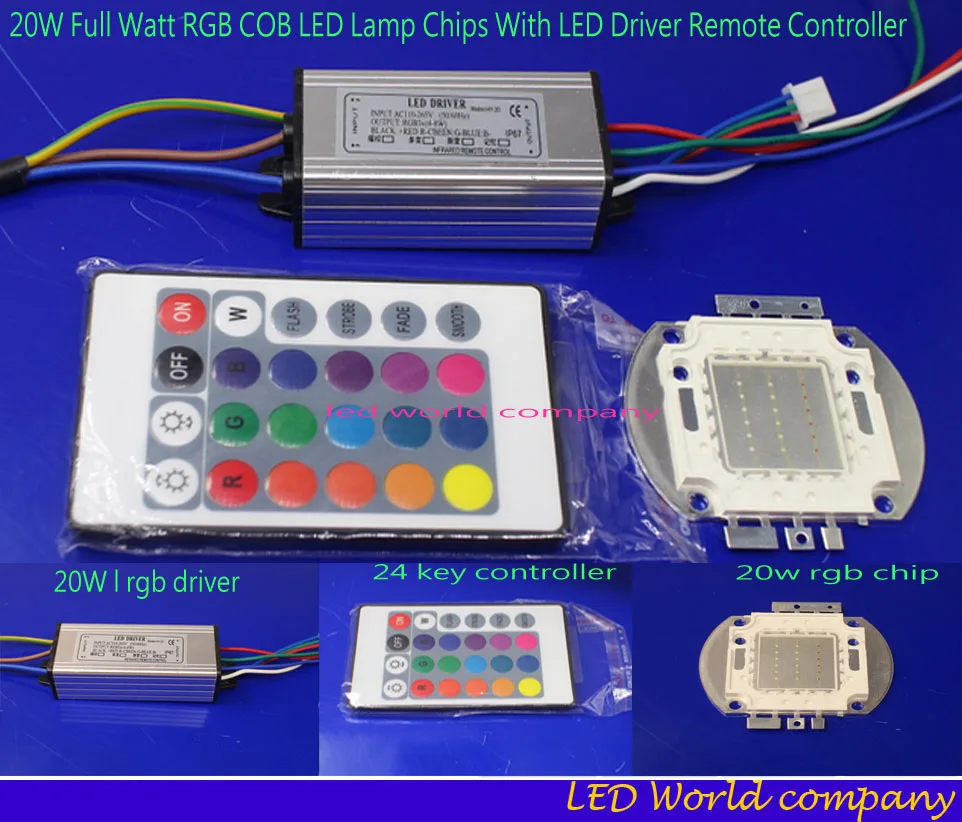 1ste 20W rgb светодиодный чип + RGB Светодиодный драйвер Водонепроницаемый 24key