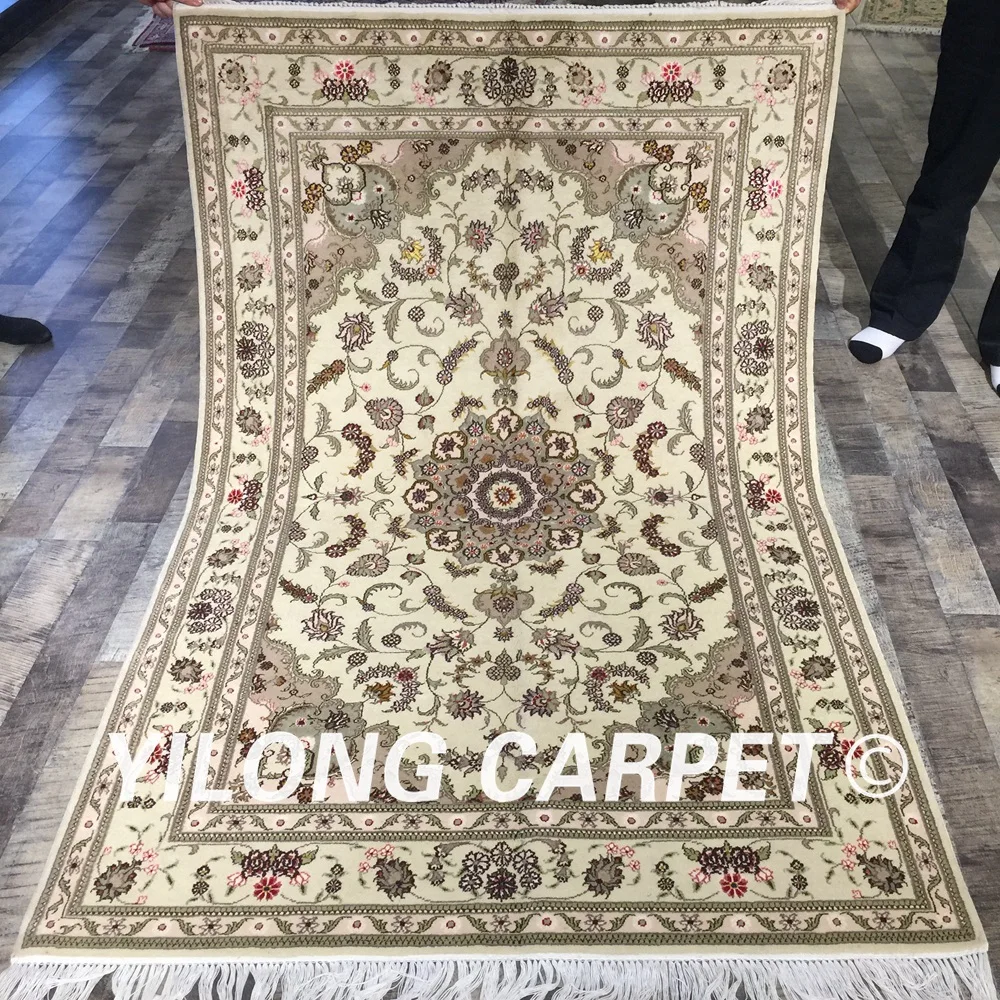 Yilong 4 'x 6' зеленый традиционный шерстяной шелковый ковер тонкий мягкий
