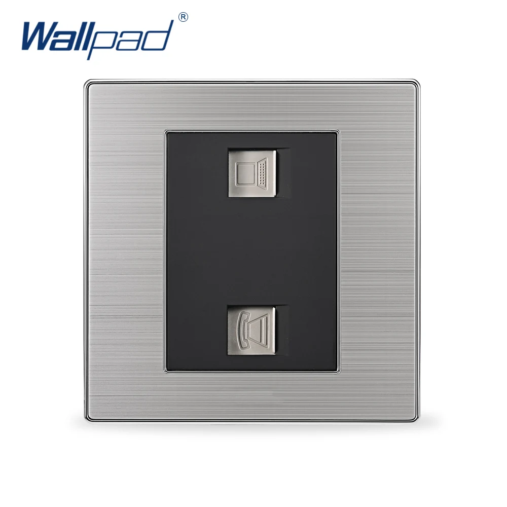 

Hot Sale Computer & Telephone Socket Wallpad Luxury Wall Switch Network Outlet Black / Champagne AC 110-250V