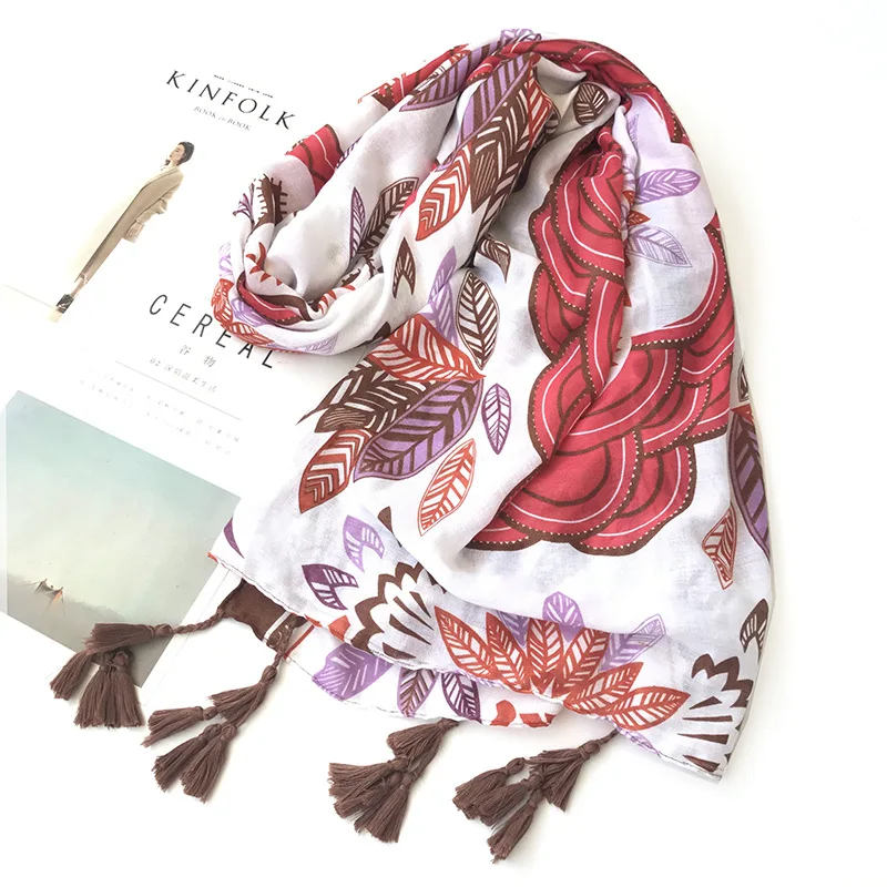 180*100 см шарф женские хлопок и лен Элегантные с винтажным принтом Национальный
