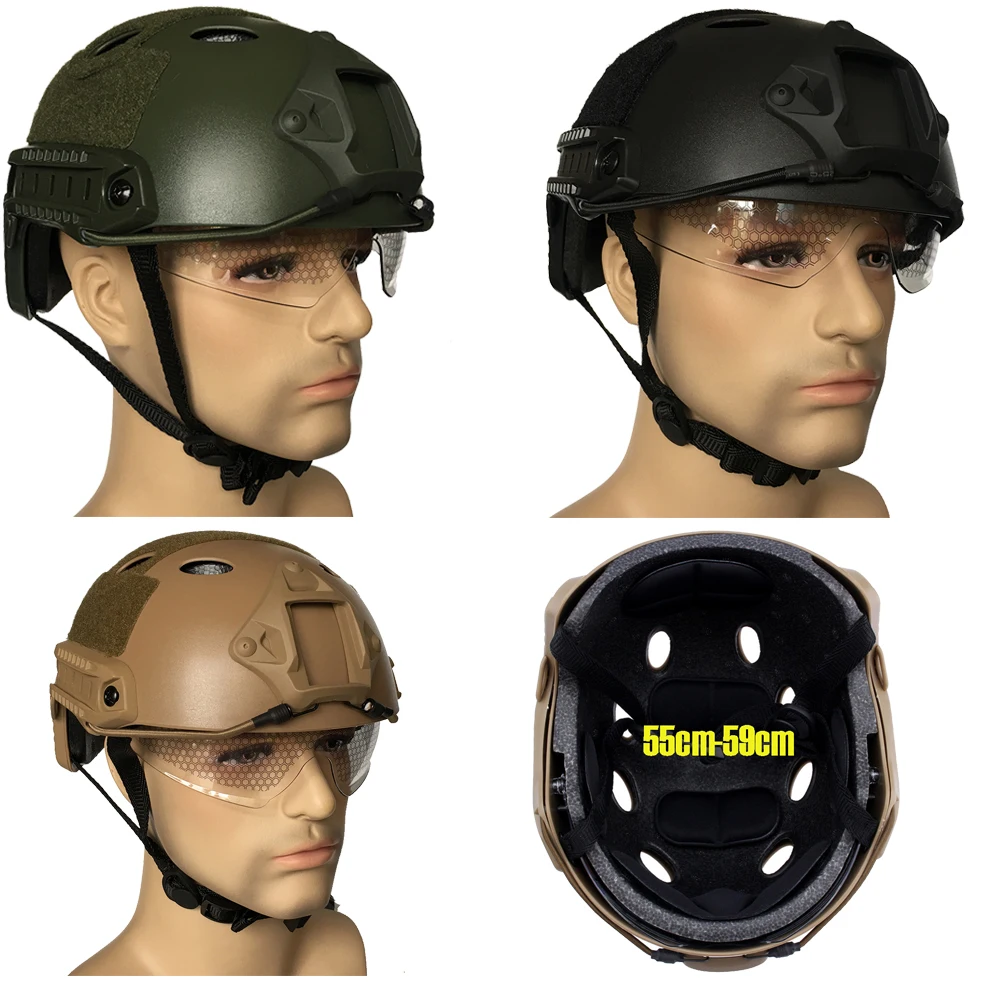 Быстрый Шлем с Goggle ABS пластиковые военные шлемы PJ стиль мотоциклетная велосипедная шляпа w/NVG Пейнтбол Wargame защитное снаряжение