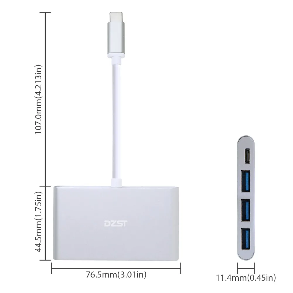 DZLST 4 порта USB Type C 3 1 многопортовый адаптер к 0 концентратор металл высокая