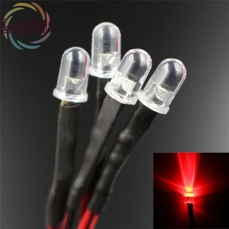 Предварительно Проводные светодиодные лампы 20 шт. 5 мм 12 В резистор красный яркий