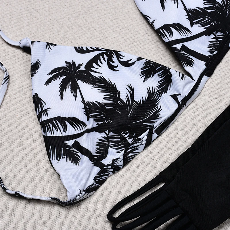 Women Swimsuit Sexy Push Up Bikini Print coconut tree Swimwear Beach Backyard Sunbathing bikini Set Maillot De Bion Bikinis |