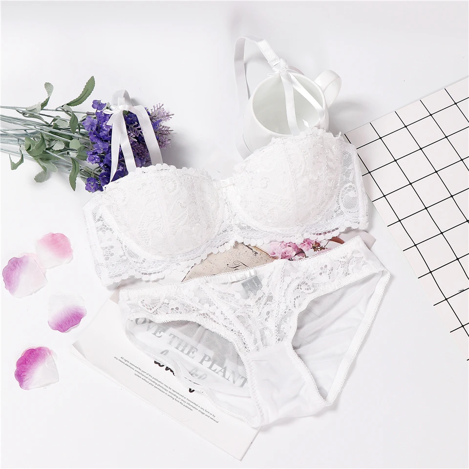 Женское белье, сексуальный комплект с бюстгальтером, ropa interior femenina conjunto, бюстгальтер на половину чашки, трусики, Женский комплект нижнего белья