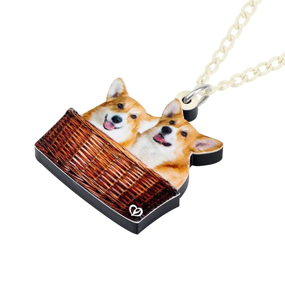 WEVENI акриловая искусственная кожа двойная Corgi цепь воротник забавные украшения