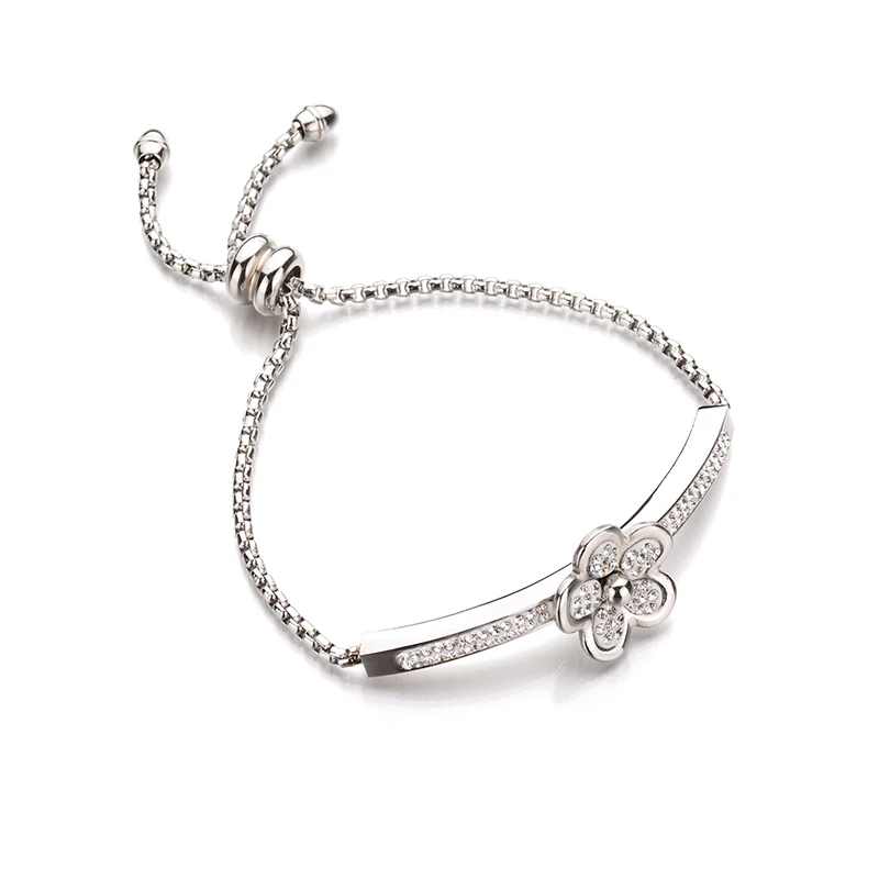 Браслет-цепочка женский из нержавеющей стали с кристаллами и камнями | Украшения