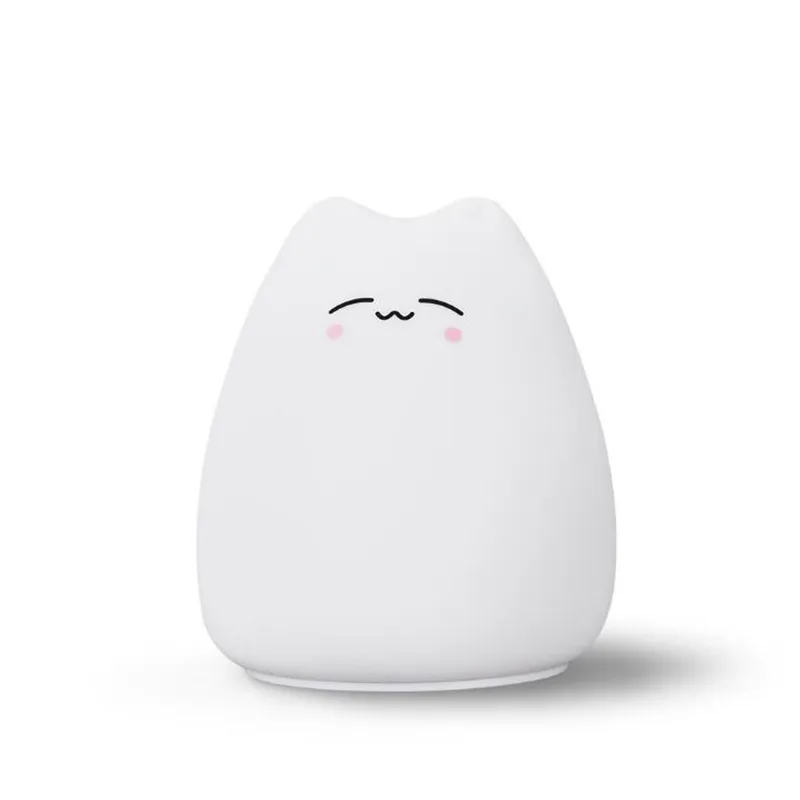 clever cat 058 Силиконовые 7 цветов изменить сенсорный Сенсор кошка светодиодный Ночной светильник мультфильм декоративные элементы светильников для маленьких детей спальня праздник Рождество дома - Испускаемый цвет: clever cat 058