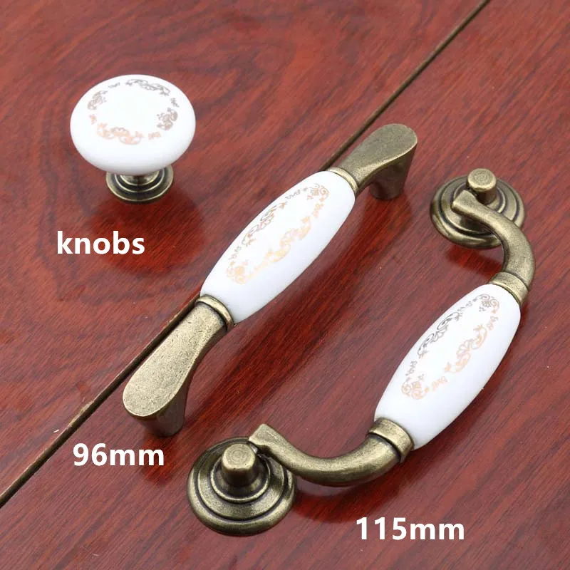 115 мм 96 керамическая дверная ручка с золотым цветком бронзовые ручки для